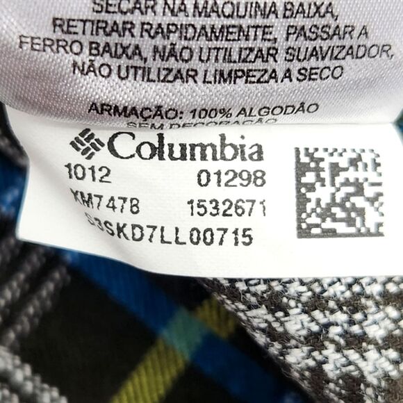 Columbia Flannel Shirt Size Small Green Plaid Earthy Grunge Omni Wick Outdoors - Picture 7 of 7